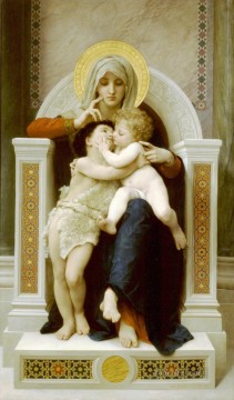  Enfant Canvas - La Vierge LEnfant Jesus et Saint Jean Baptiste William Adolphe Bouguereau religious Christian